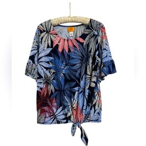 Ruby Rd Colorful Blouse with Tie Detail Size Large